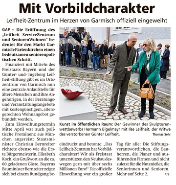 Der Kreisbote Garmisch-Partenkirchen berichtet am 03.05.2023 über die Eröffnung des LEIFHEIT