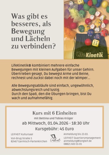 Plakat zum Kurs LifeKinetik - Start 01.04.2026